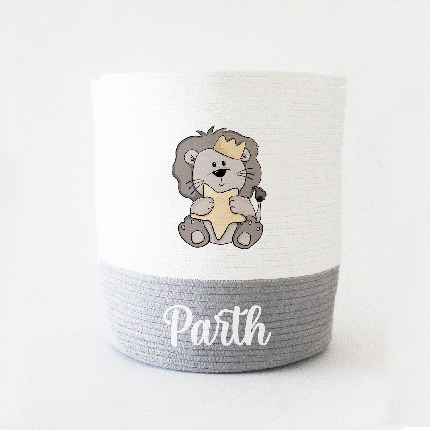 Storage Basket - Large - Lion Theme - Grey