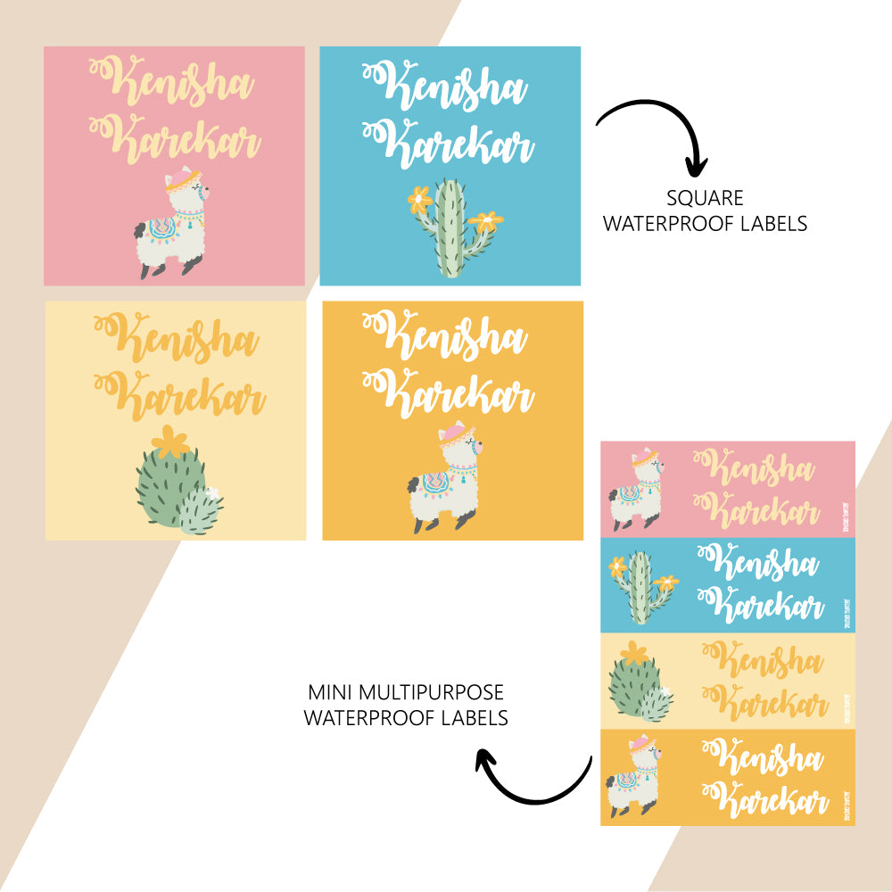 Waterproof Name Stickers - Llama