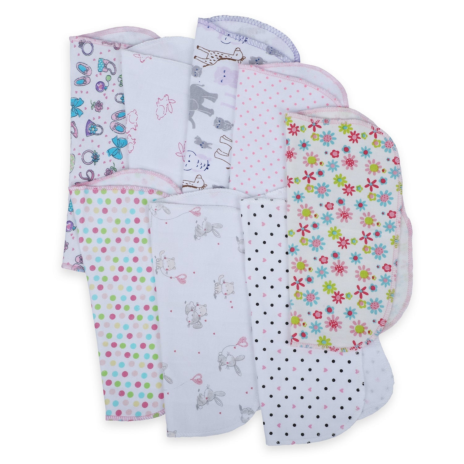 Baby Moo Girls Theme Cotton 20 x 20 cm Soft Hosiery Wash Cloth - Multicolour
