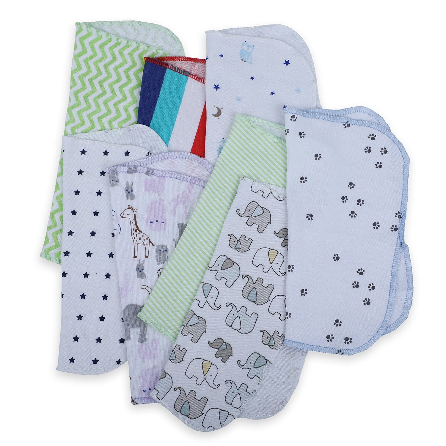 Baby Moo Unisex Cotton 20 x 20 cm Soft Hosiery Wash Cloth - Multicolour