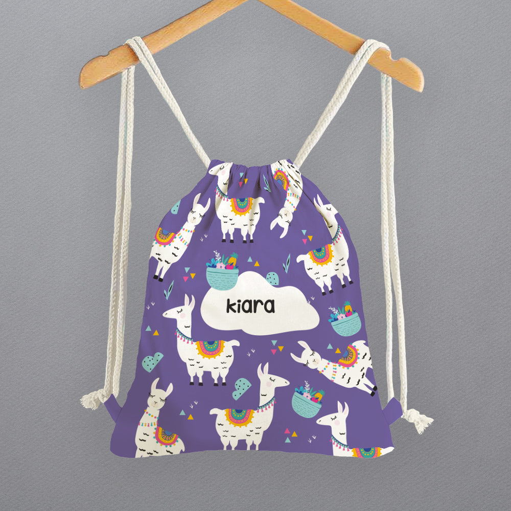 Personalised Drawstring Bags - Llama