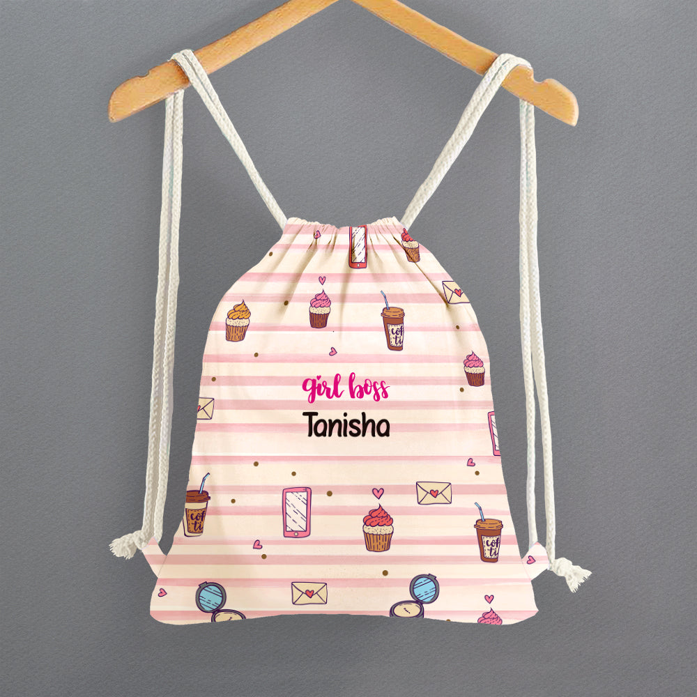 Personalised Drawstring Bags - Girl Boss