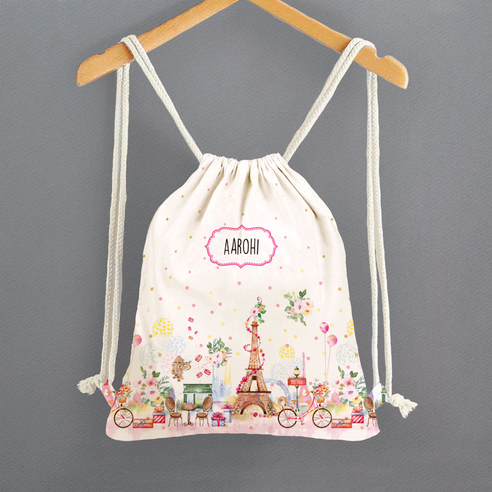 Personalised Drawstring Bags - Eiffel