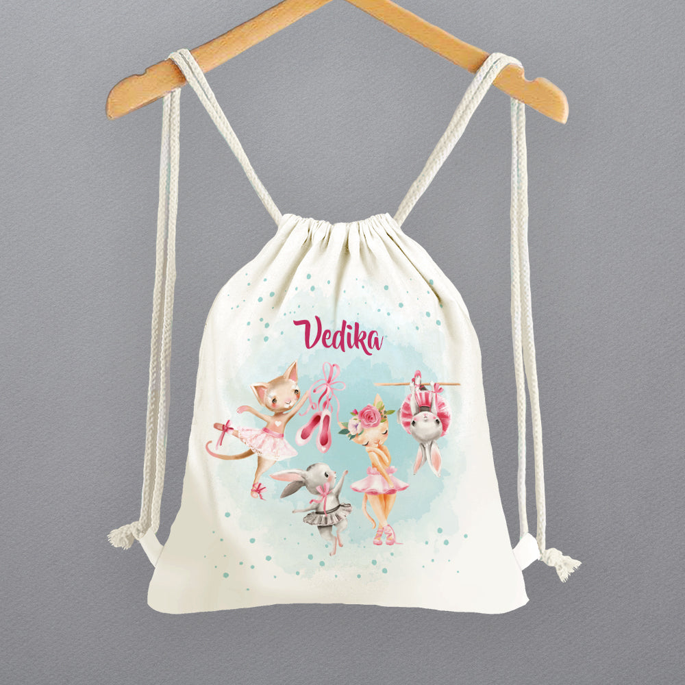 Personalised Drawstring Bags - Ballerina White