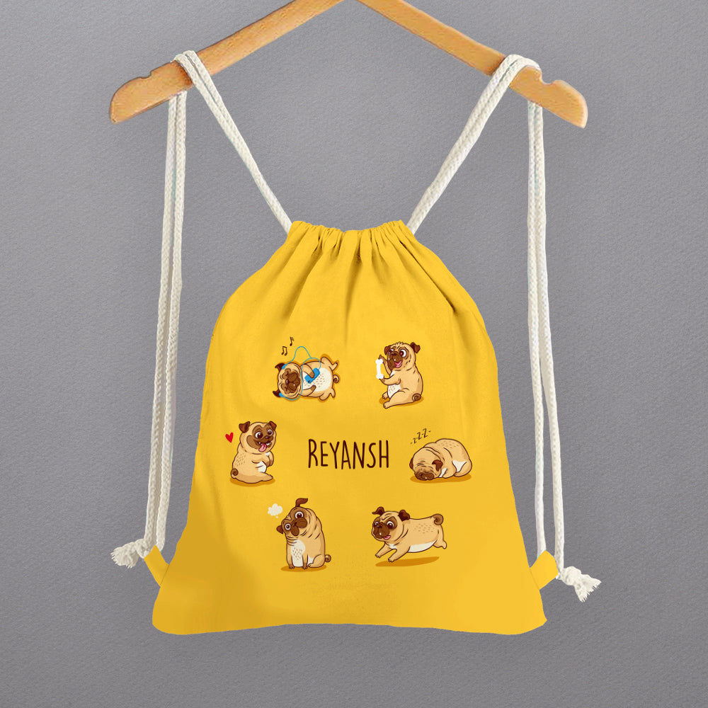 Personalised Drawstring Bags - Pug