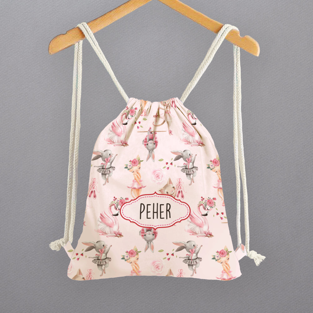 Personalised Drawstring Bags - Ballerina Pink