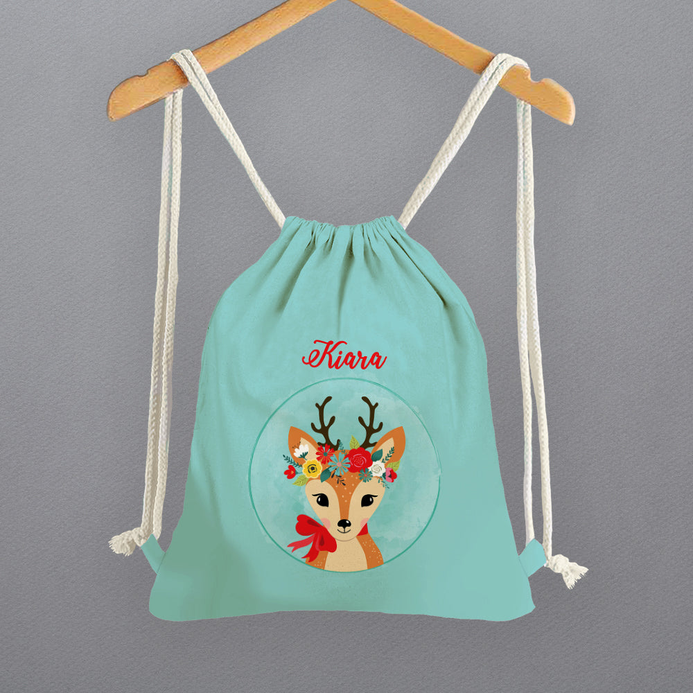 Personalised Drawstring Bags - Deer