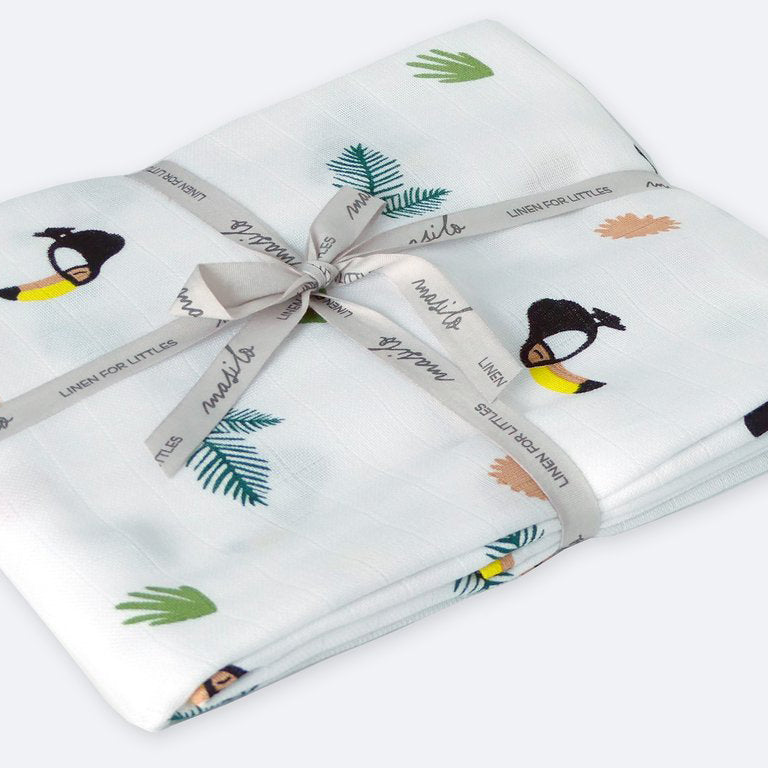 Masilo Organic Fitted Cot Sheet - Tropical Toucan