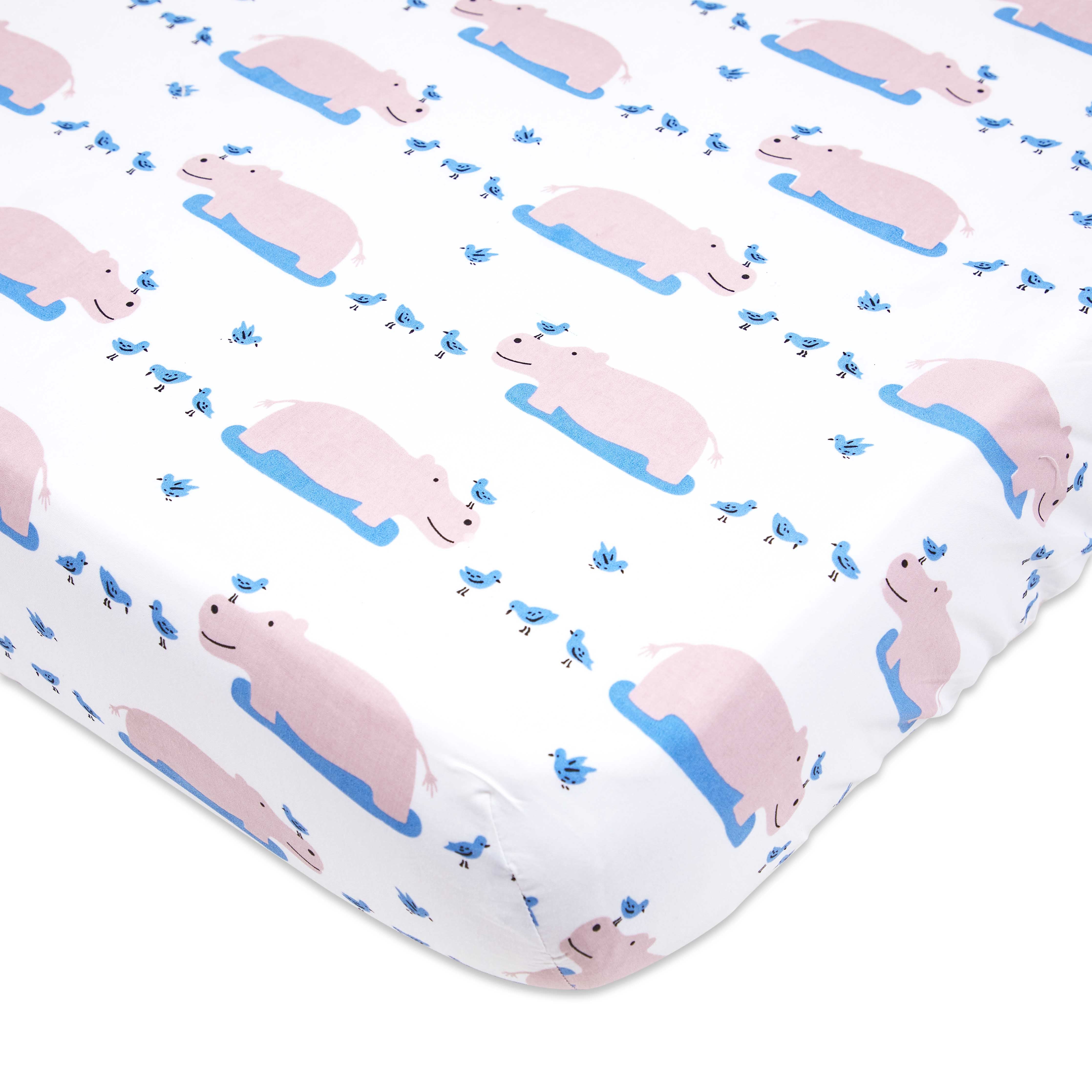 Masilo Organic Fitted Cot Sheet - Happy As A Hippo