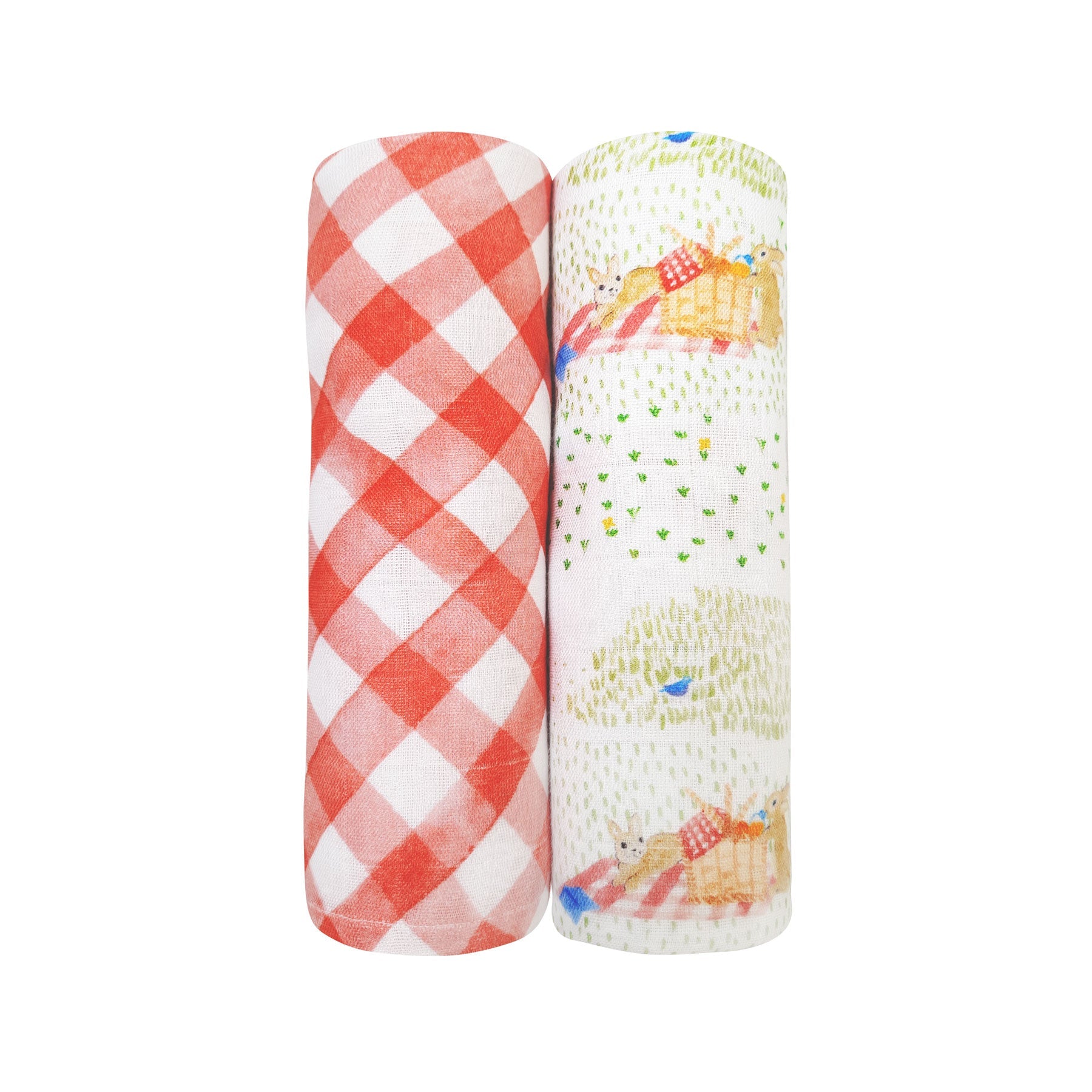 Masilo Bamboo Muslin Swaddles (Set of 2) – Picnic Party & Gingham Checks