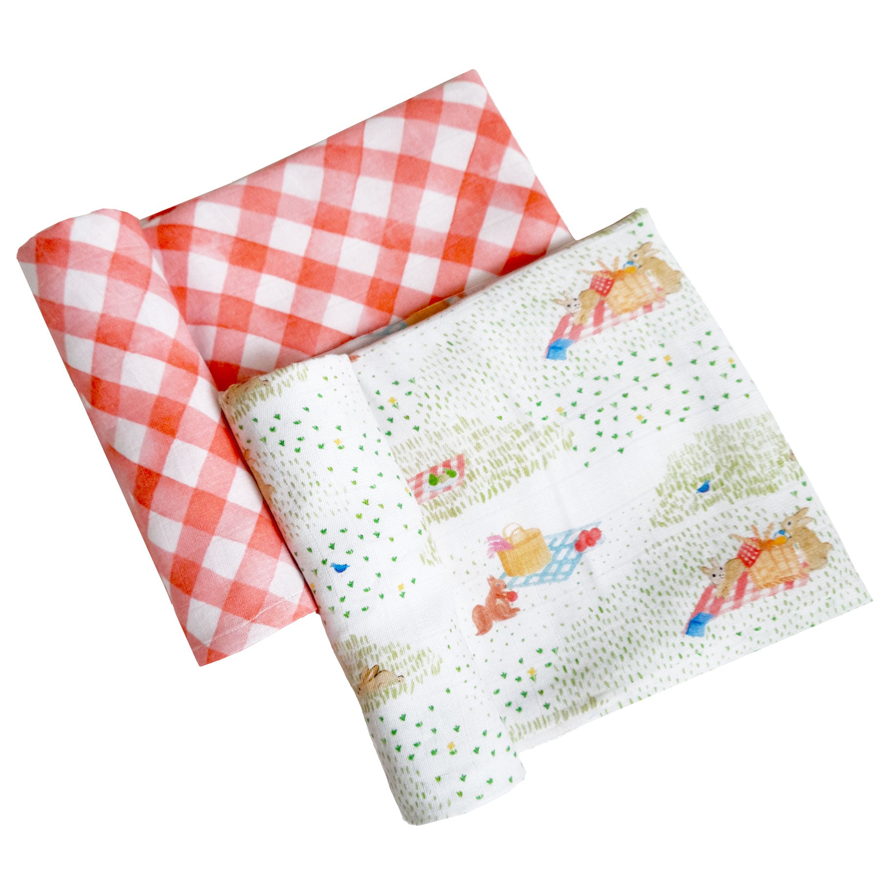 Masilo Bamboo Muslin Swaddles (Set of 2) – Picnic Party & Gingham Checks