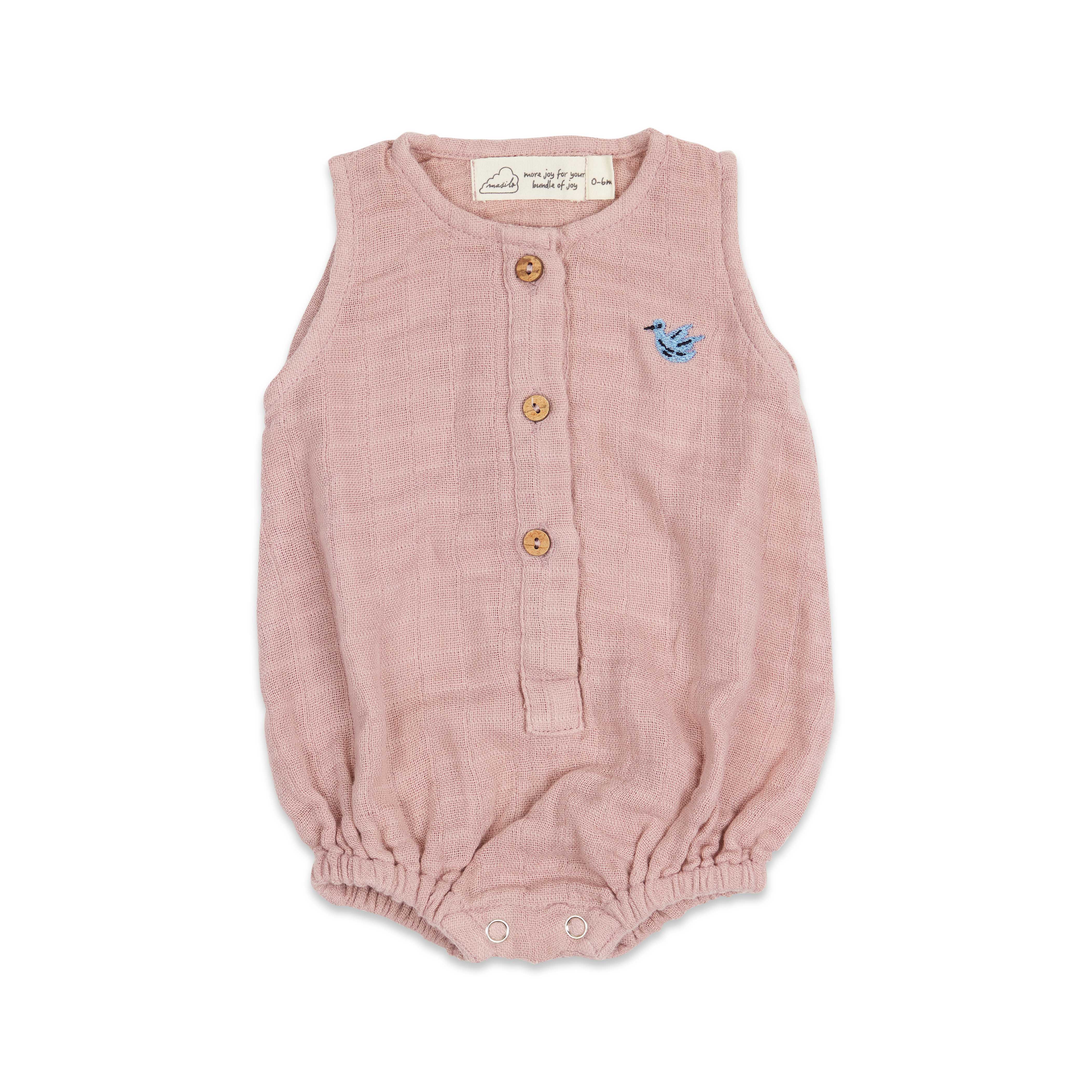 Masilo Baby Romper - Happy As A Hippo (Rose)