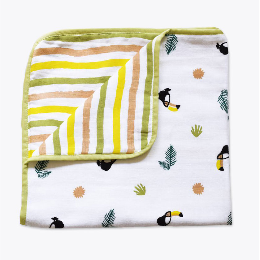 Masilo Organic Muslin Stroller Blanket - Tropical Toucan