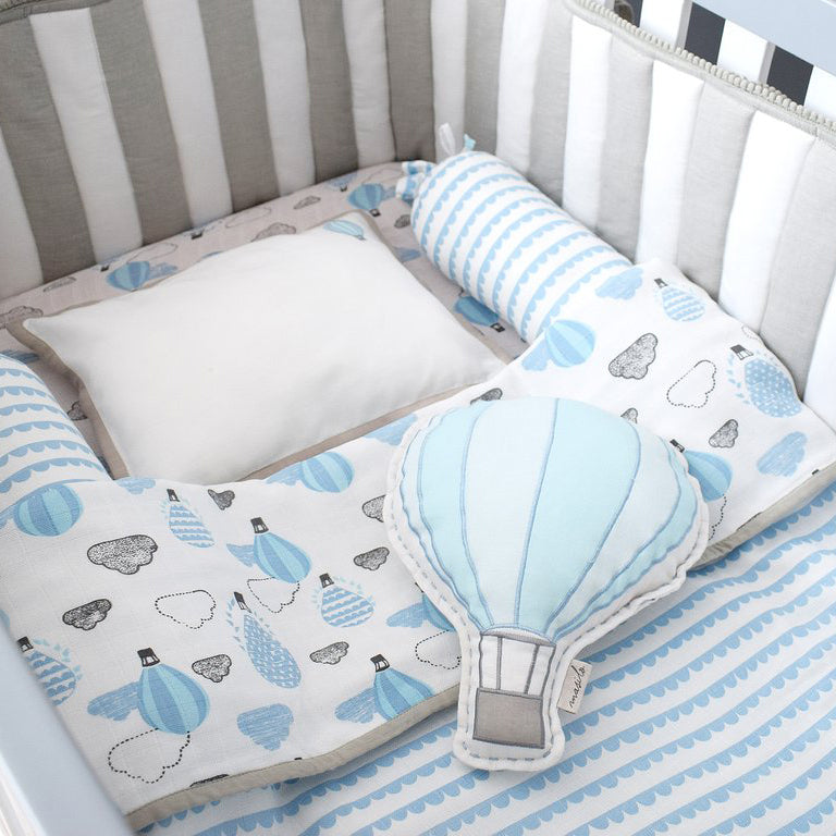 Masilo Organic Cot Bedding Set -  Up Up & Away (Blue)