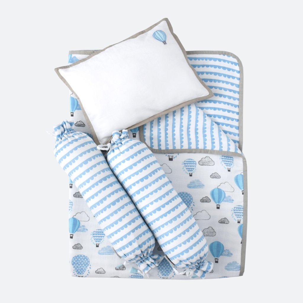 Masilo New Baby Mini Cot Set - Up Up & Away (Blue)