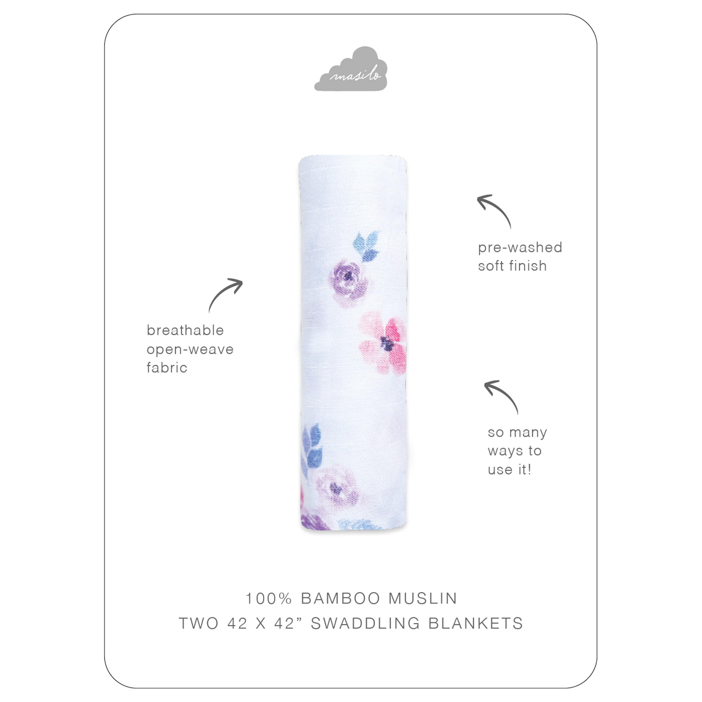 Masilo Bamboo Muslin Swaddle - Bloom