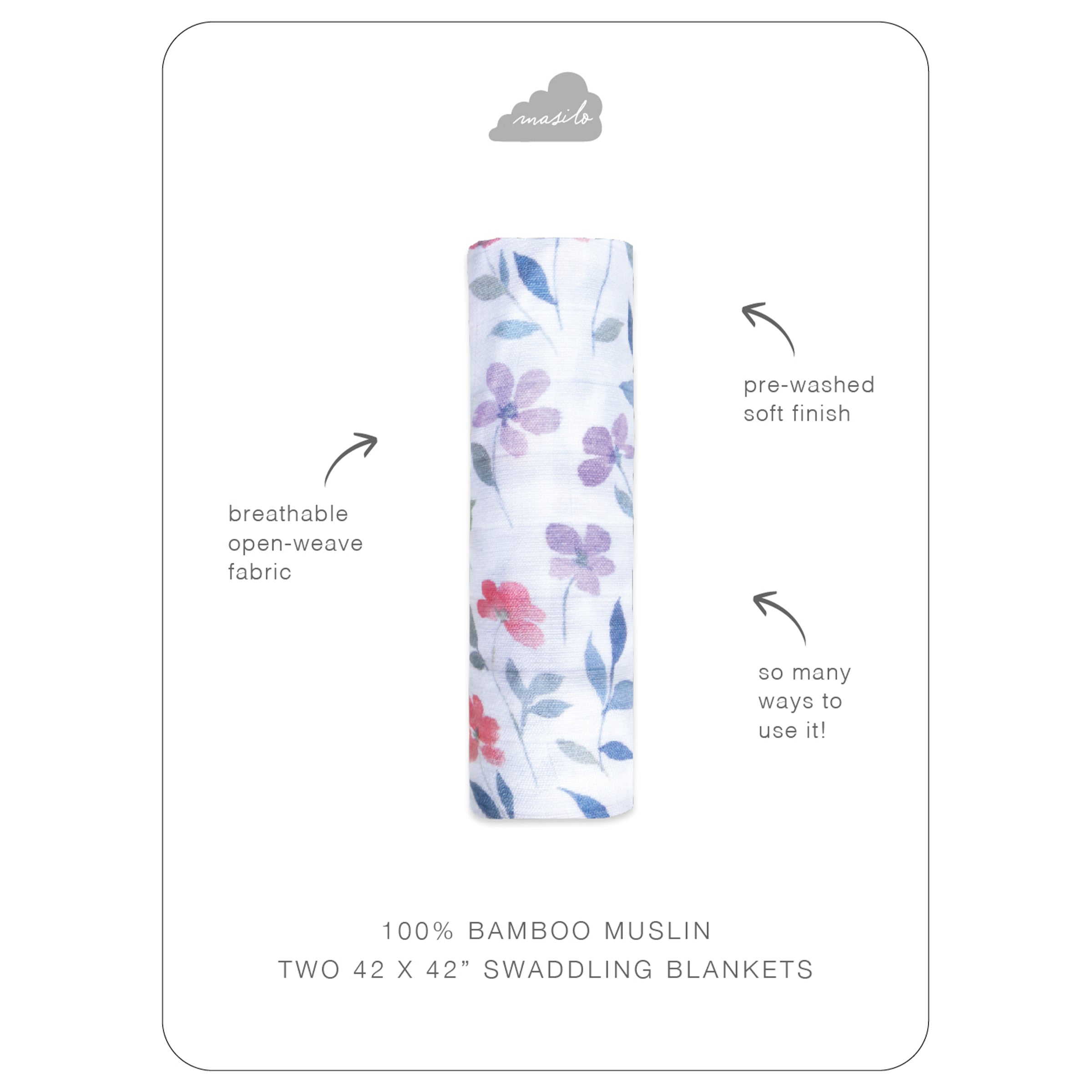 Masilo Bamboo Muslin Swaddle - Wildflower