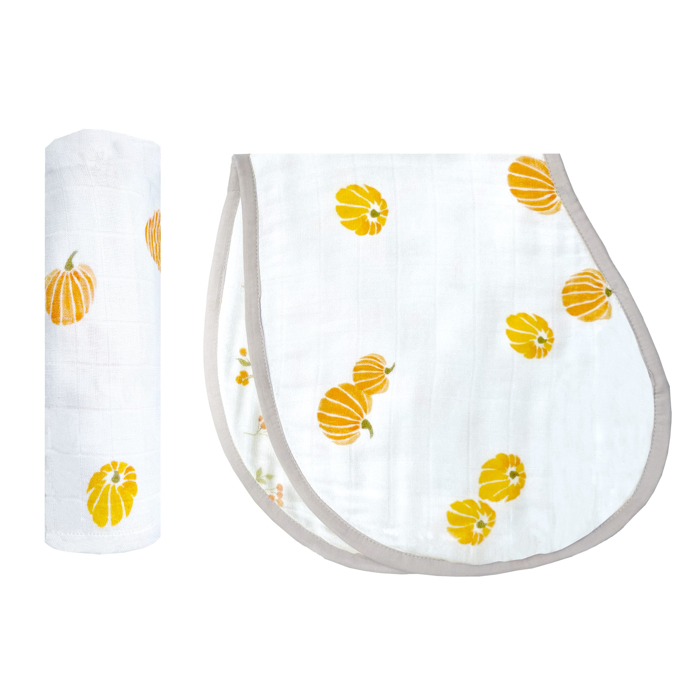 Masilo Swaddle & Burp Cloth Bib - Our Little Pumpkin