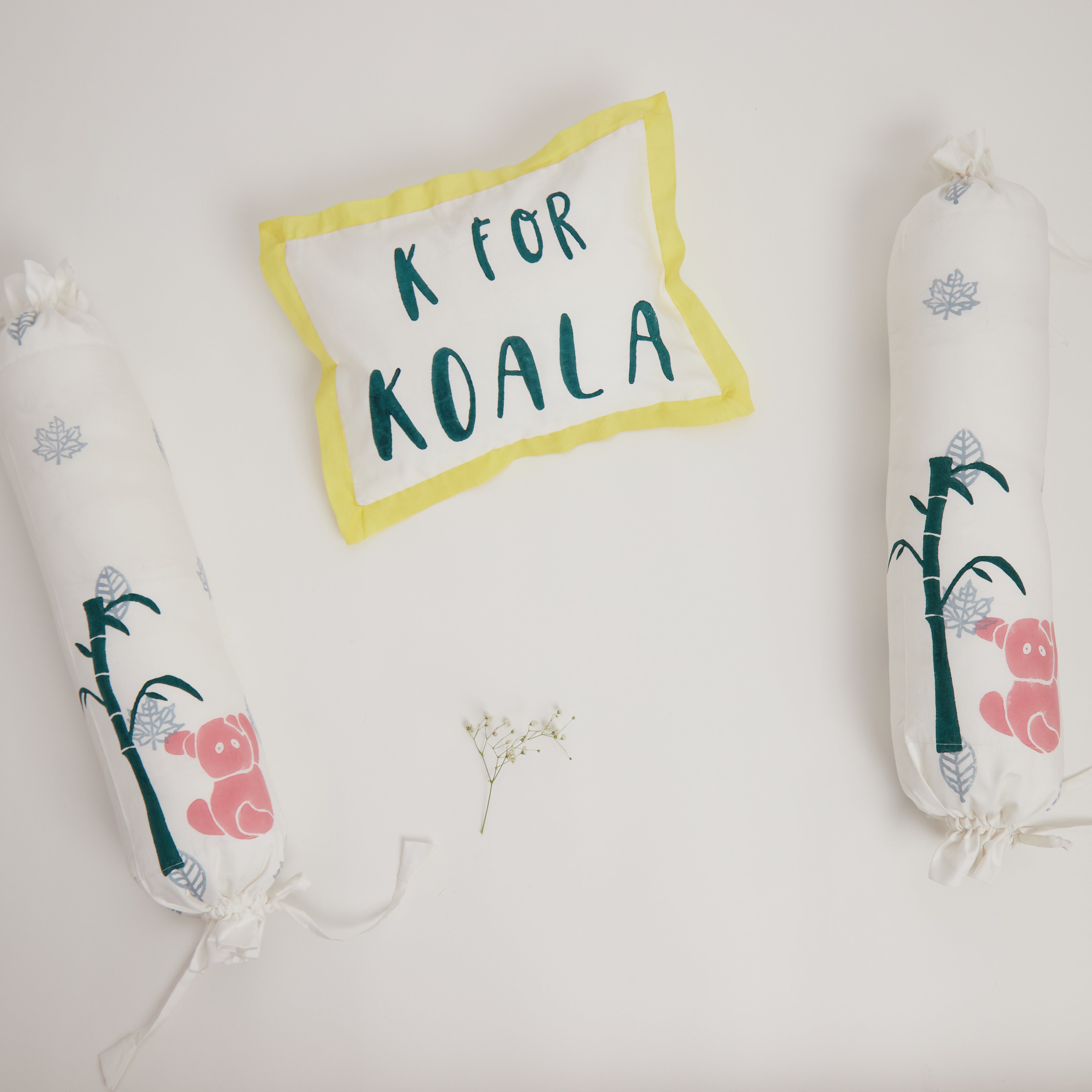 Masaya Pillow And Bolster Set- K For Koala- Yellow