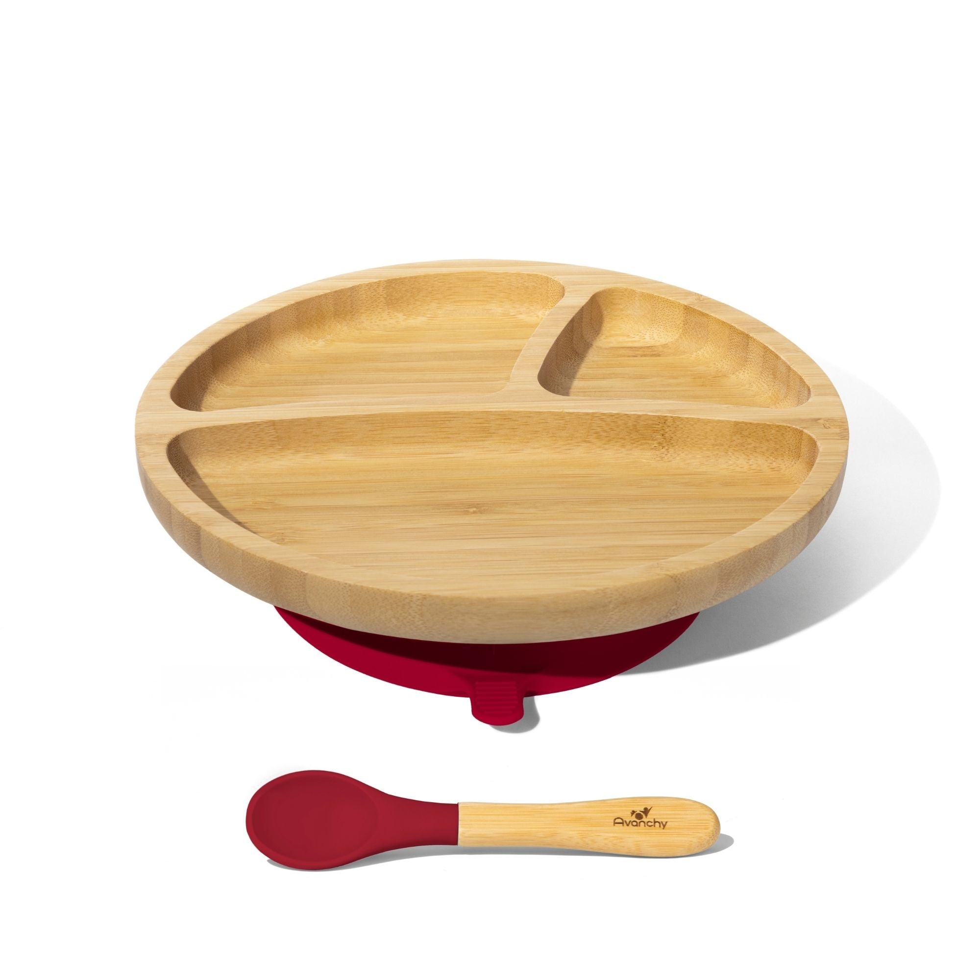 Avanchy Bamboo Toddler Plate & Spoon - Magenta