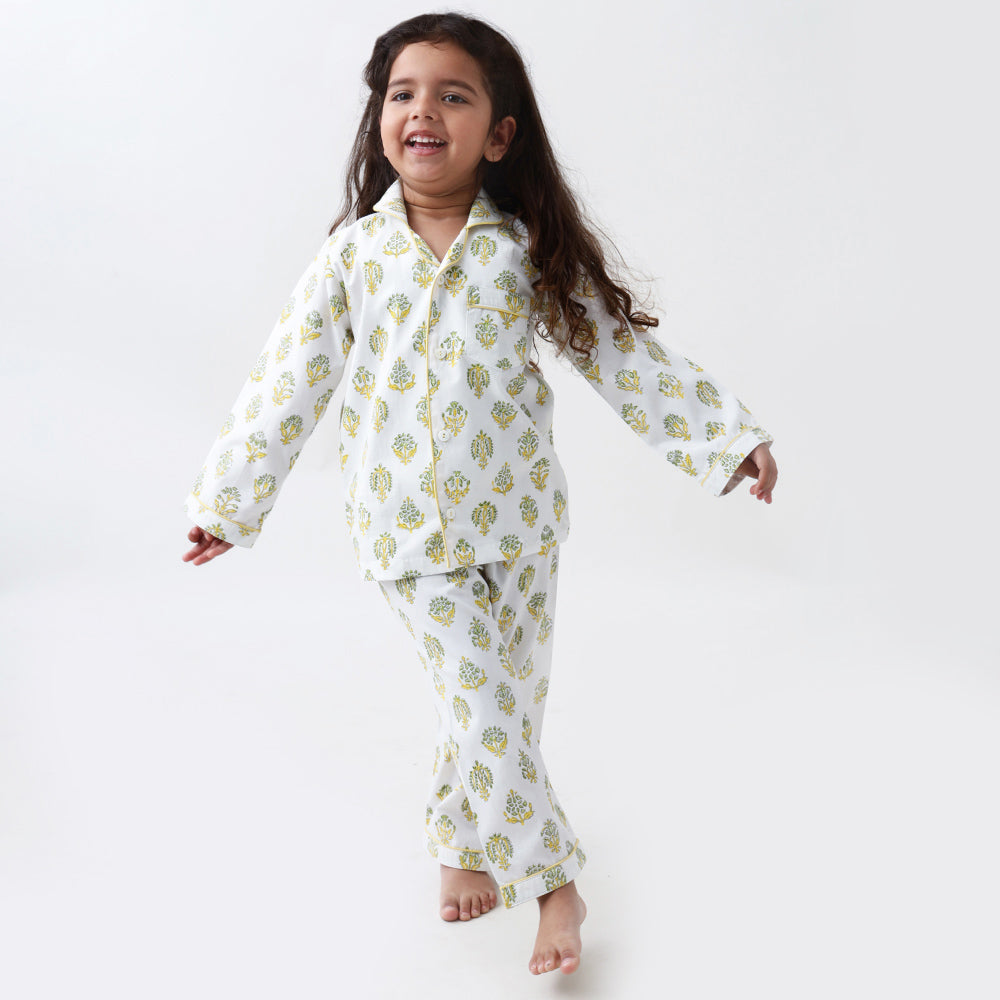 Madison Blockprint Pajama Set (Yellow)