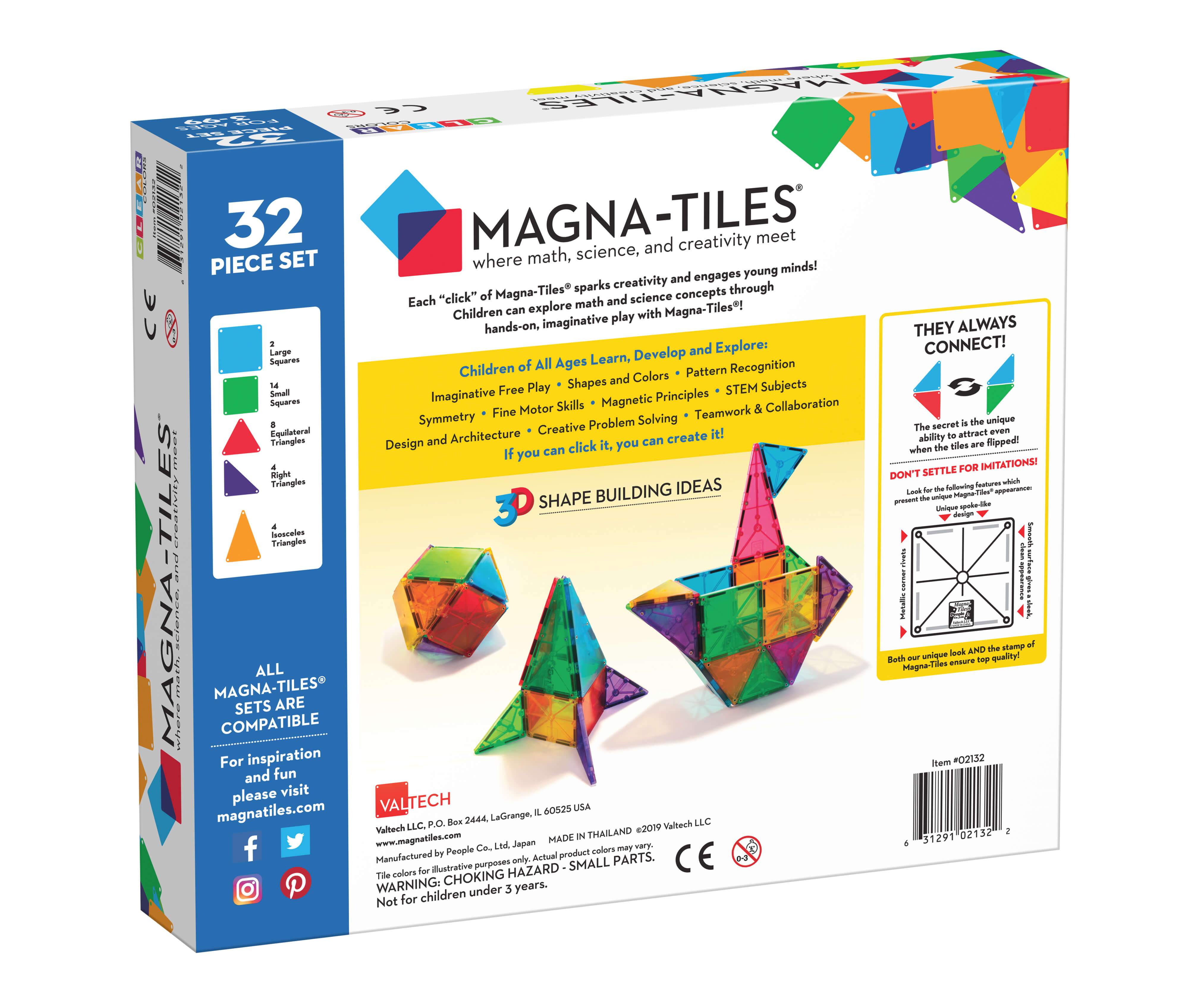 Magna Tiles Clear Colors 32 Piece Set-Toys-Magna-Tiles-Toycra