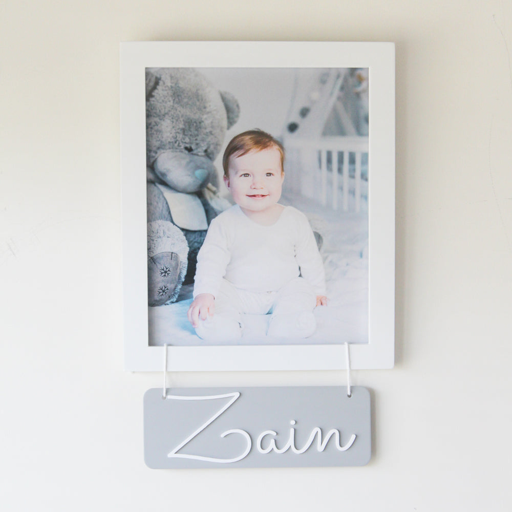 Personalised Name Frame, Grey (Photo Optional)