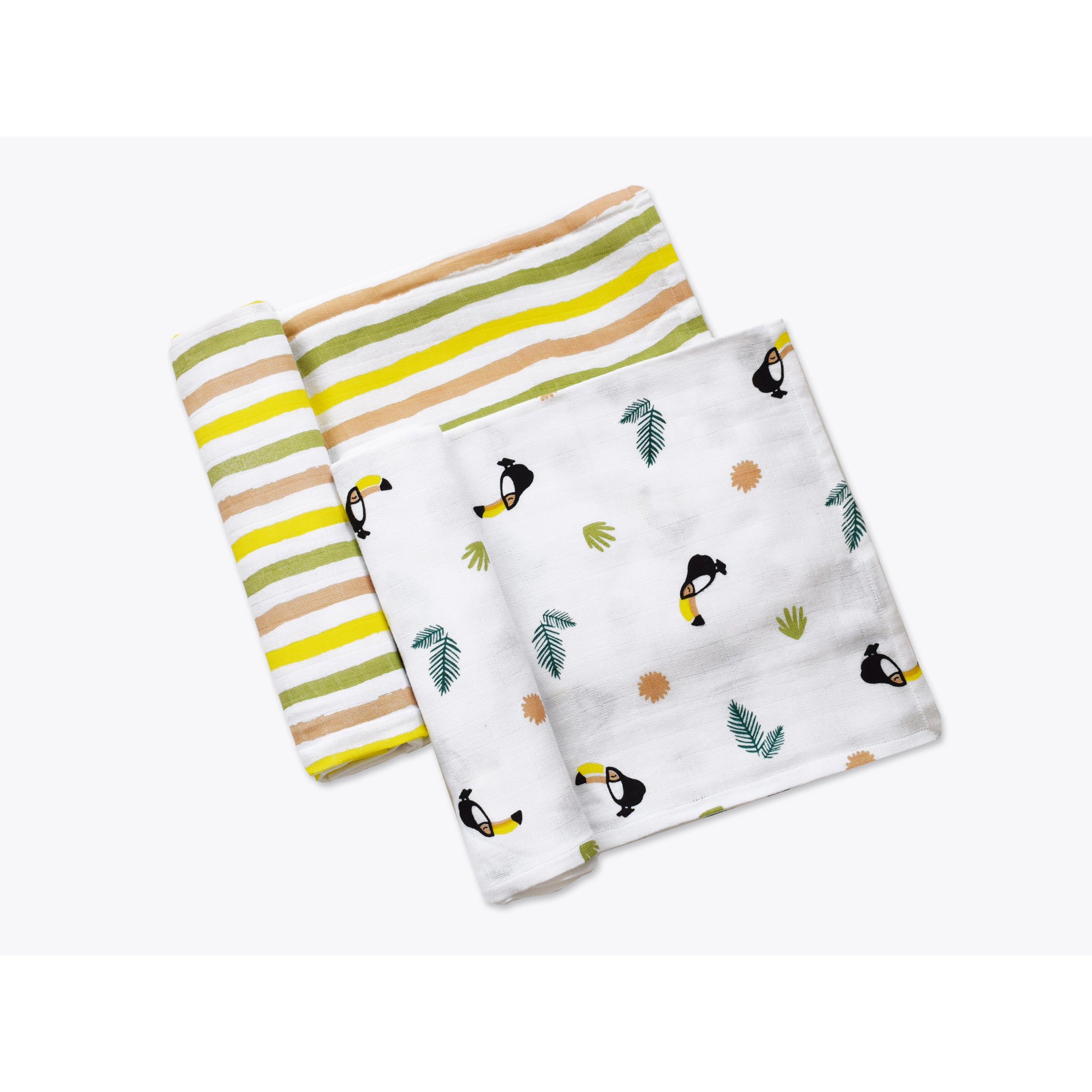 Masilo Organic Muslin Swaddles - Toucan, Set of 2