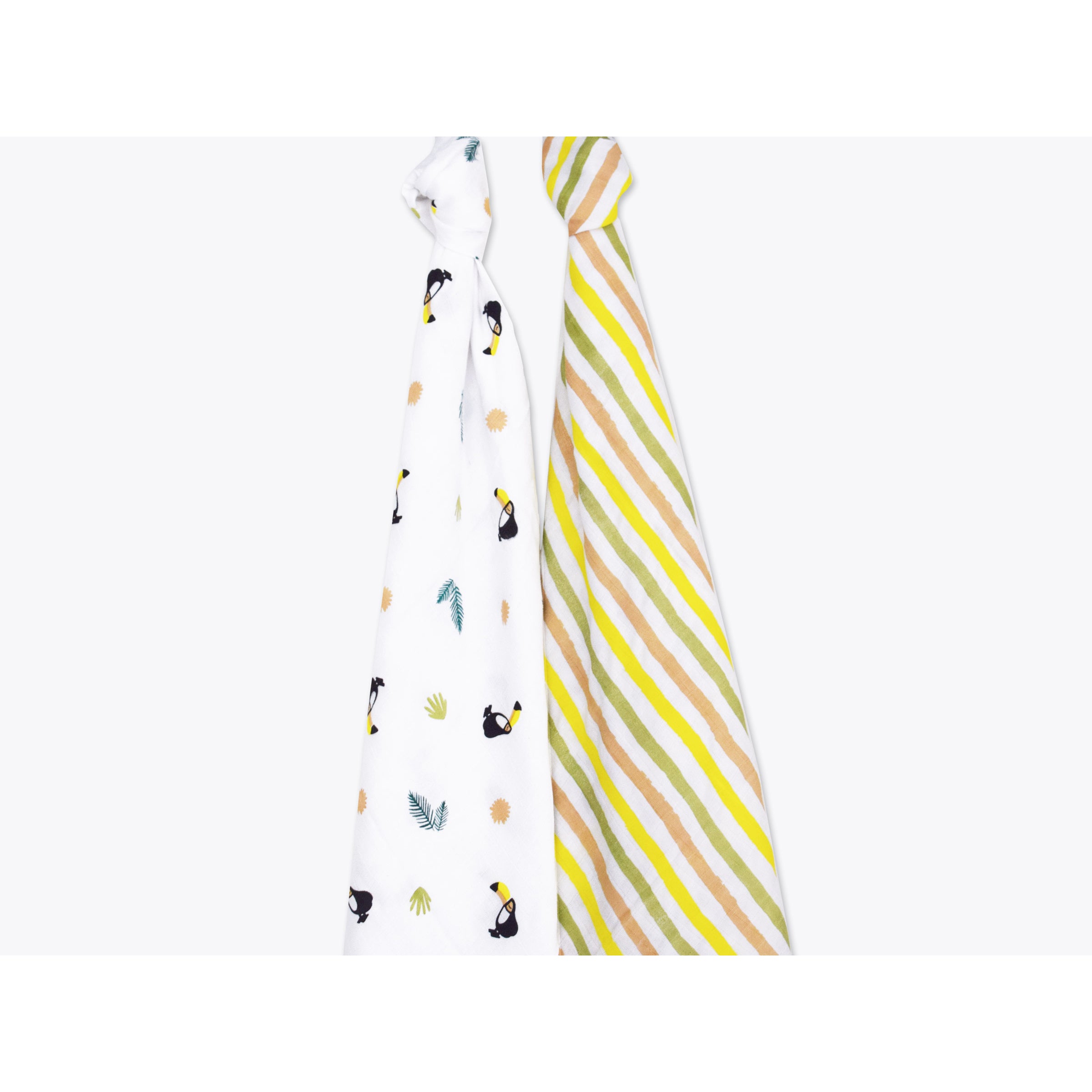Masilo Organic Muslin Swaddles - Toucan, Set of 2