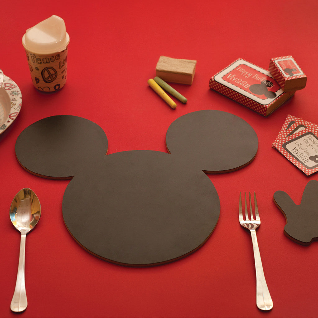 Meal Time Shaped Chalkboard Mat & Coaster - Mickey Mouse