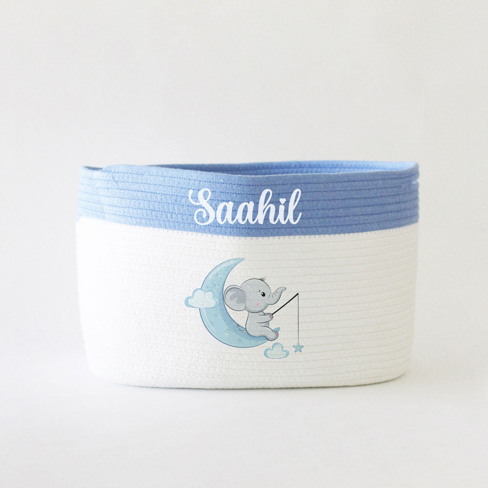 Personalized Storage Basket - Ellie Theme - Blue - Small, Medium