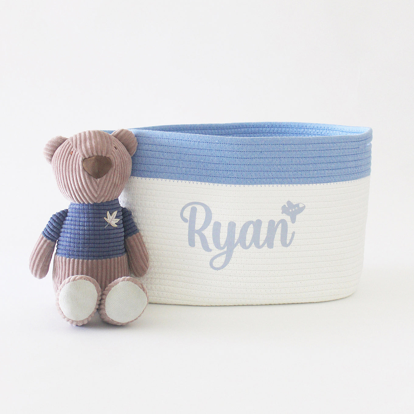 Personalized Storage Basket - Cursive - Blue- Small, Medium