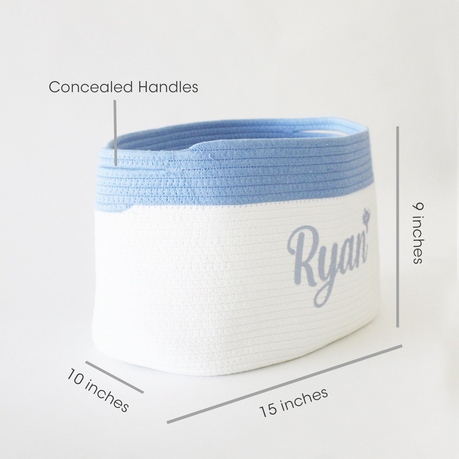 Personalized Storage Basket - Cursive - Blue- Small, Medium