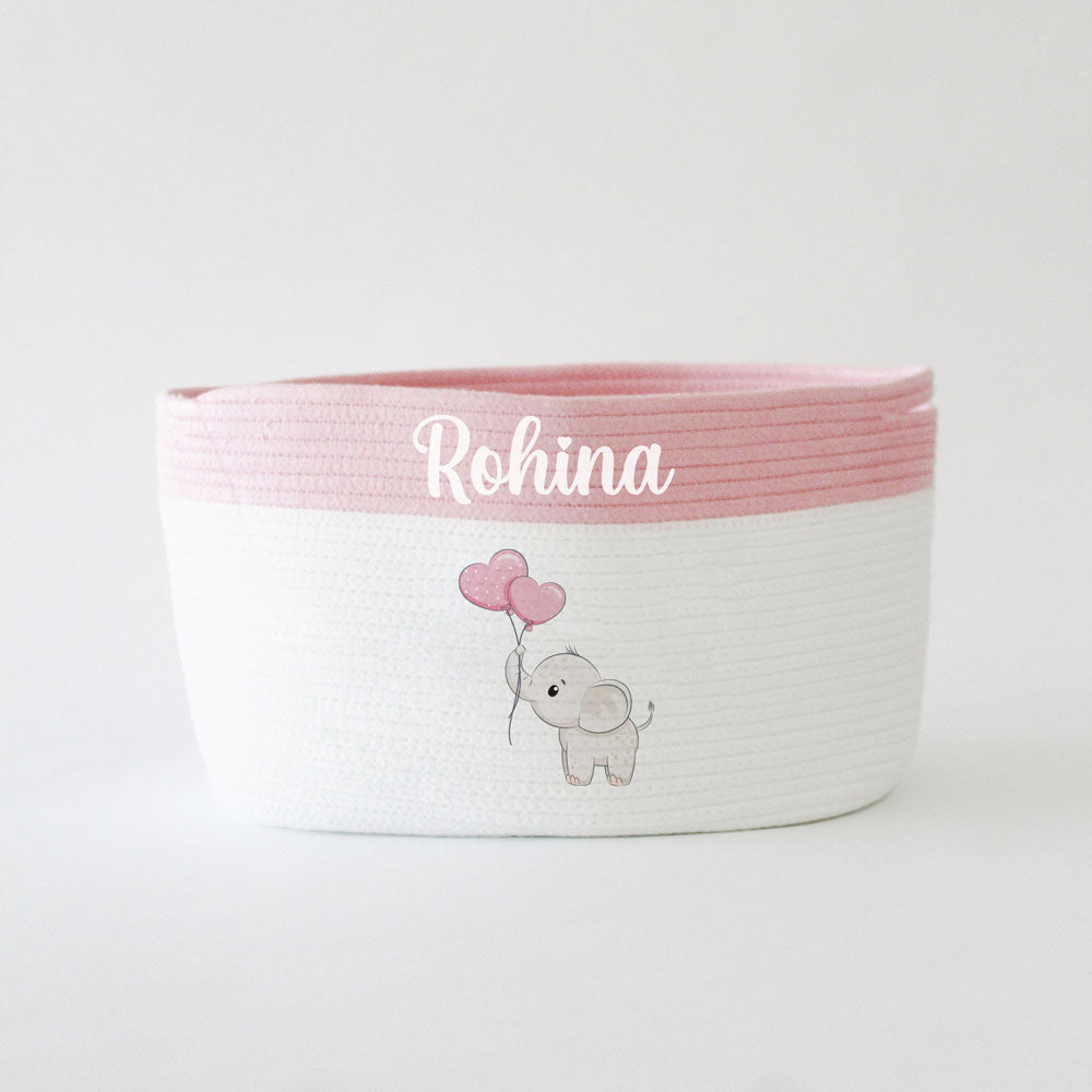 Personalized Storage Basket - Ellie Theme - Pink Small, Medium