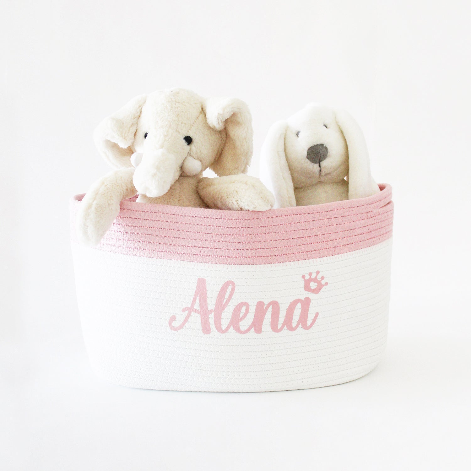 Personalized Storage Basket - Cursive - Pink - Small, Medium