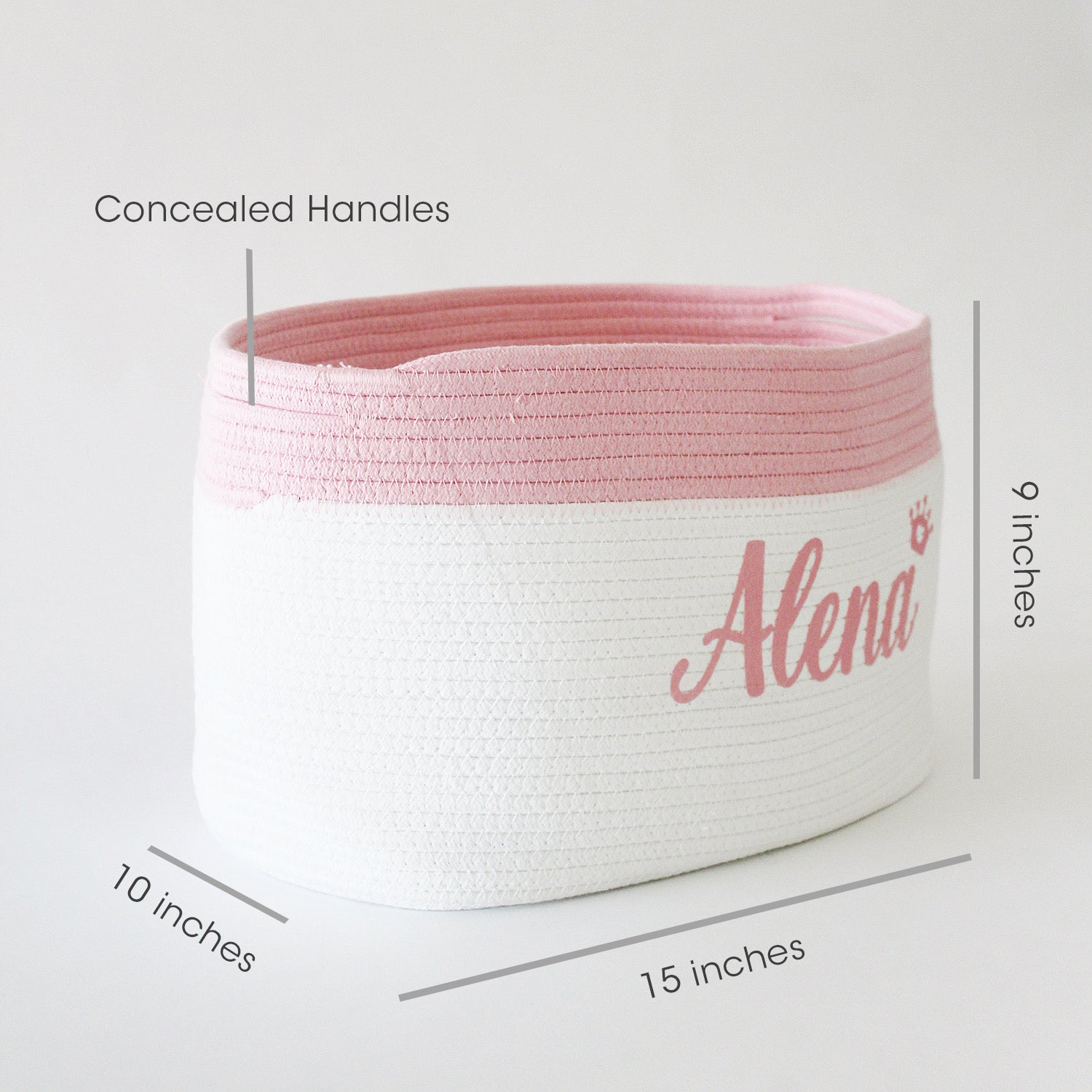 Personalized Storage Basket - Cursive - Pink - Small, Medium