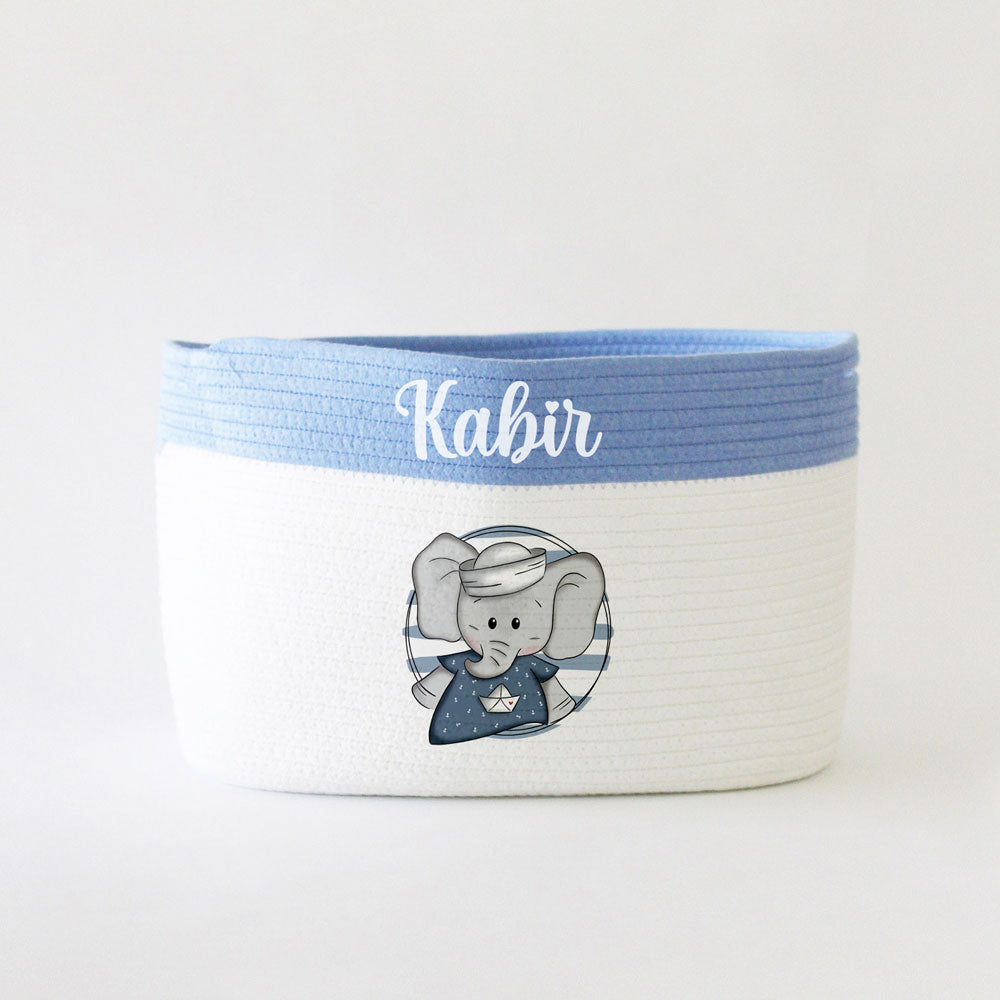 Personalized Storage Basket - Sailor Theme - Blue - Small, Medium