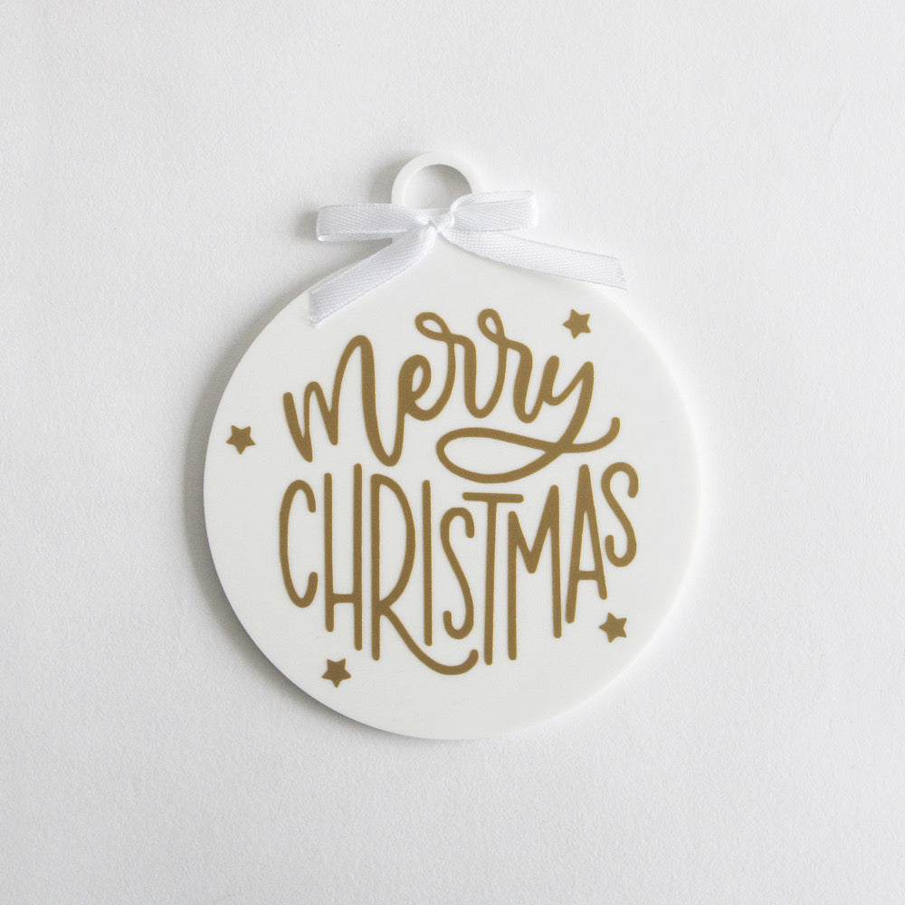 Merry Christmas Ornament - Gold