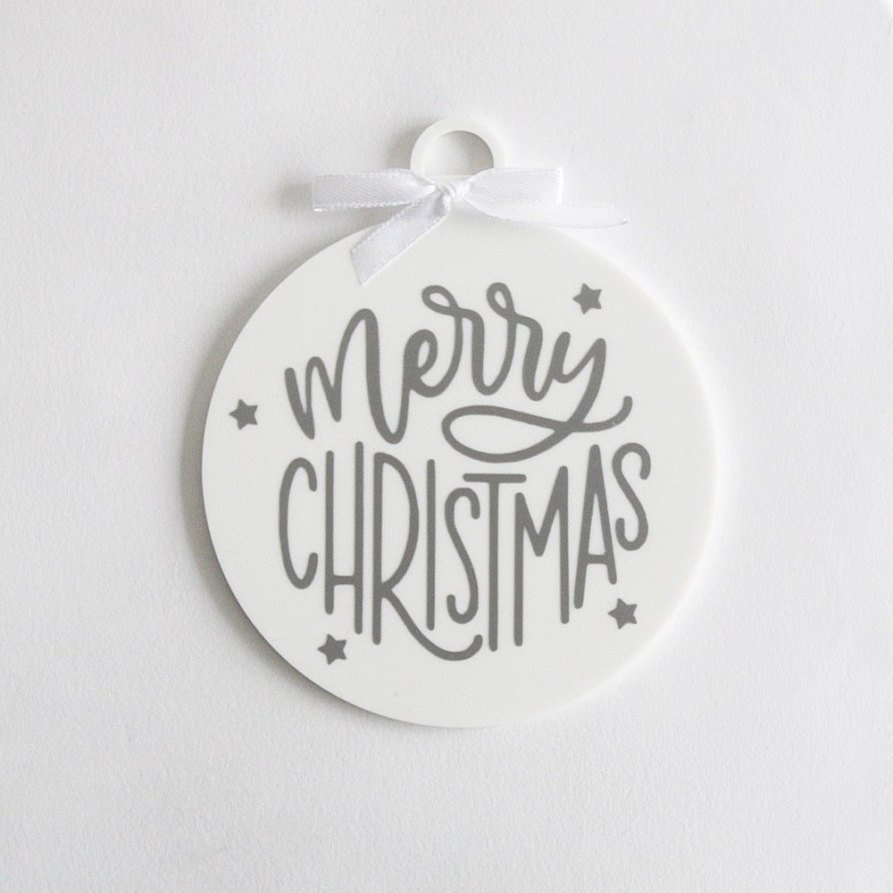 Merry Christmas Ornament - Silver