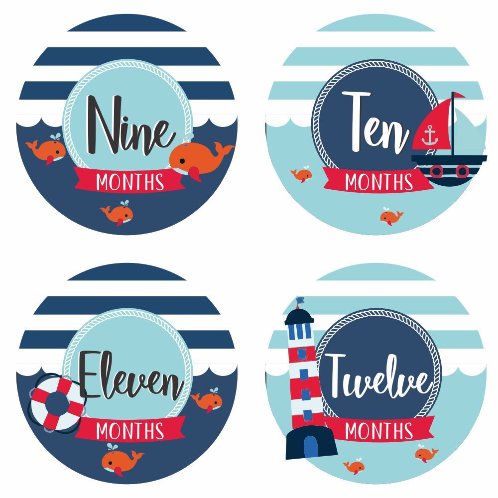 Monthly Milestone Stickers - Nautical Theme