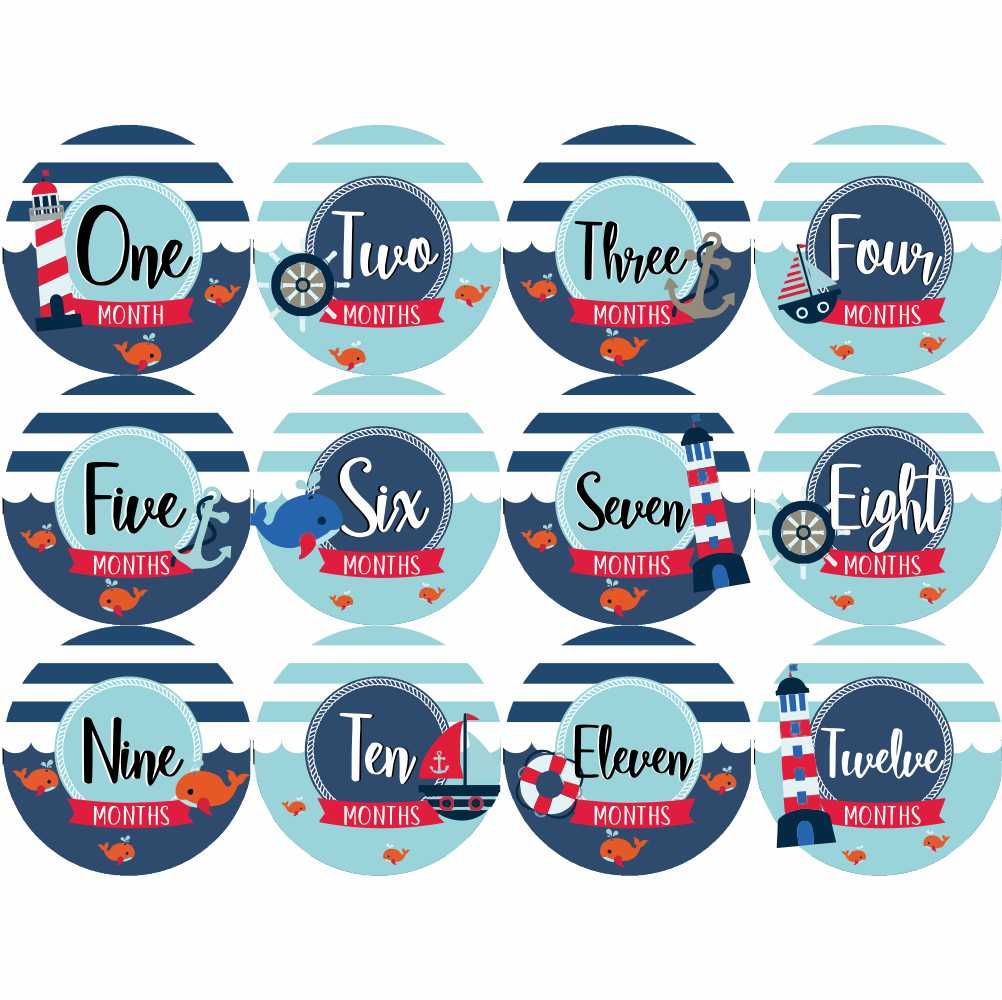 Monthly Milestone Stickers - Nautical Theme