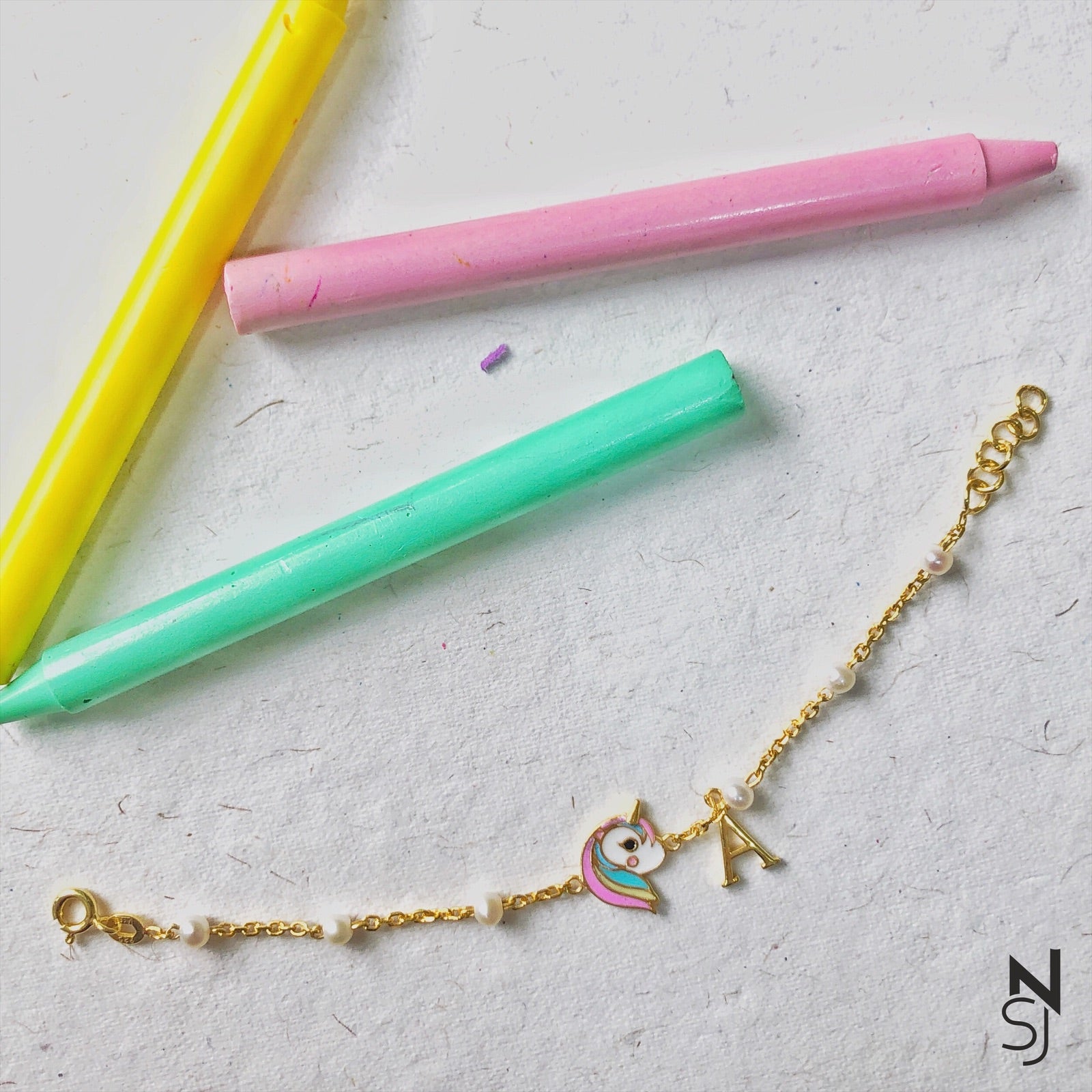 Personalised Unicorn & Initial Bracelet