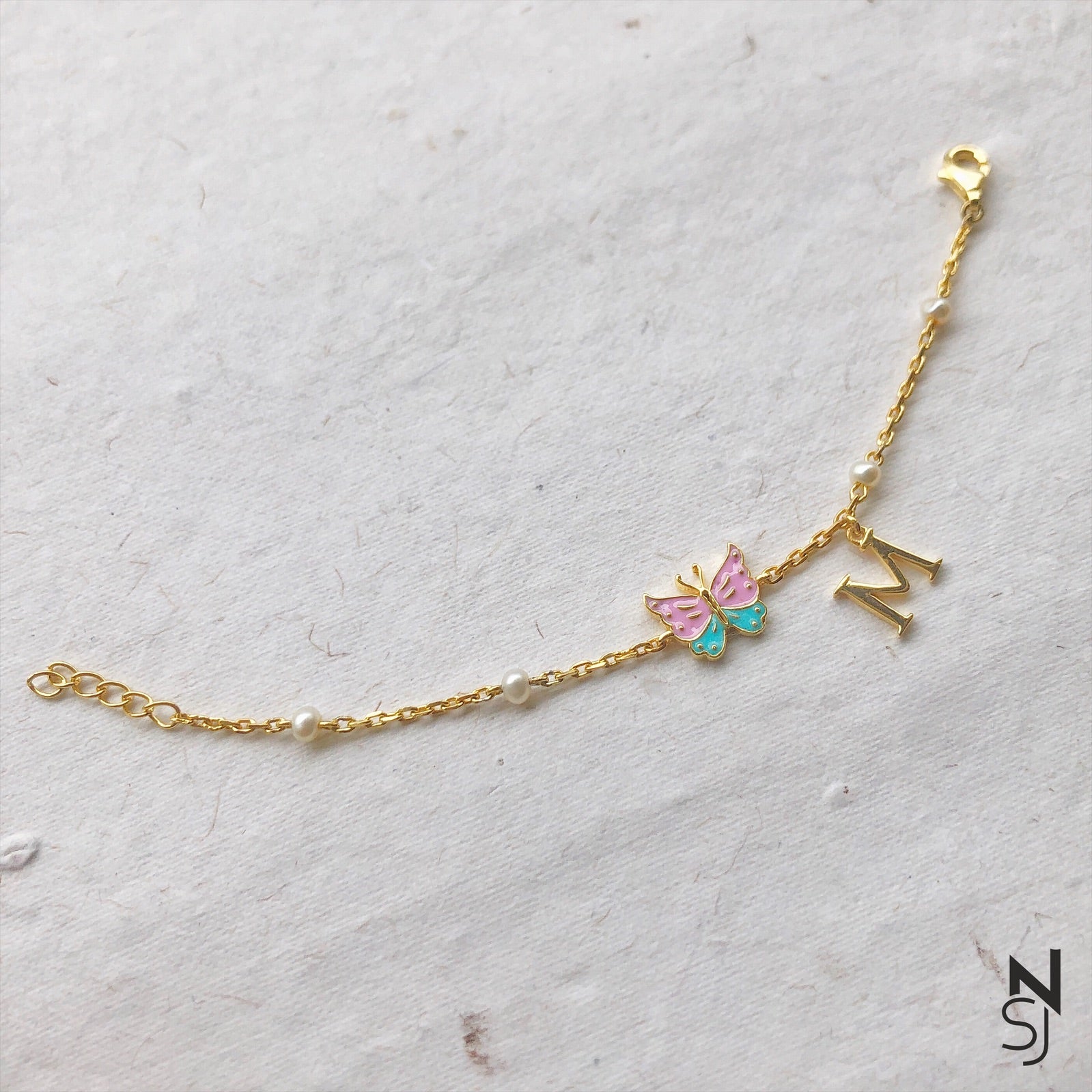 Butterfly & Custom Initial Bracelet