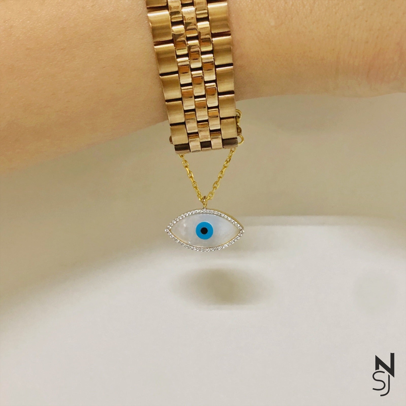 Studded Evil Eye Watch Charm