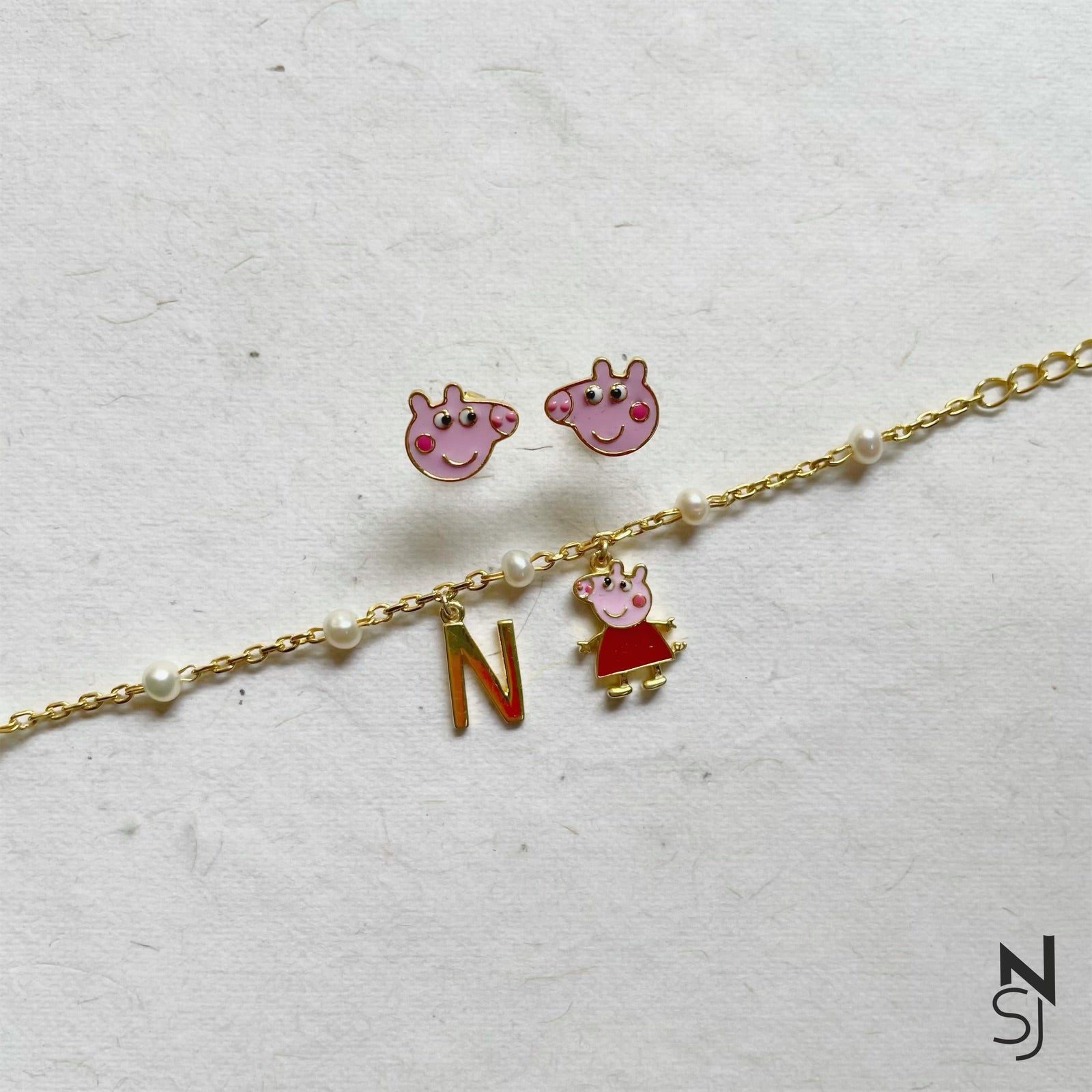 Peppa Pig Bracelet & Studs Set