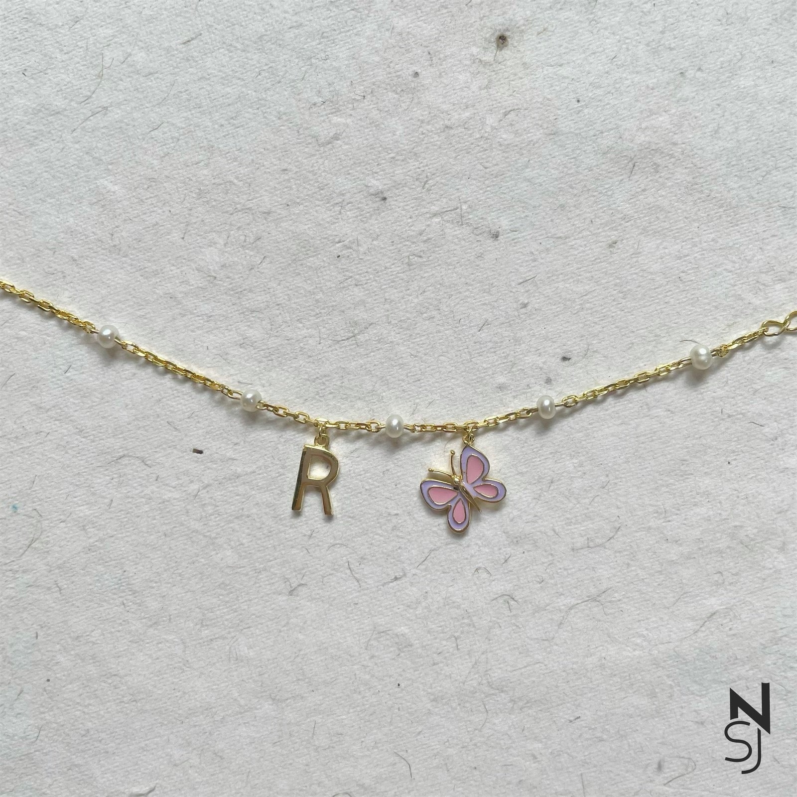 Butterfly & Custom Initial Bracelet