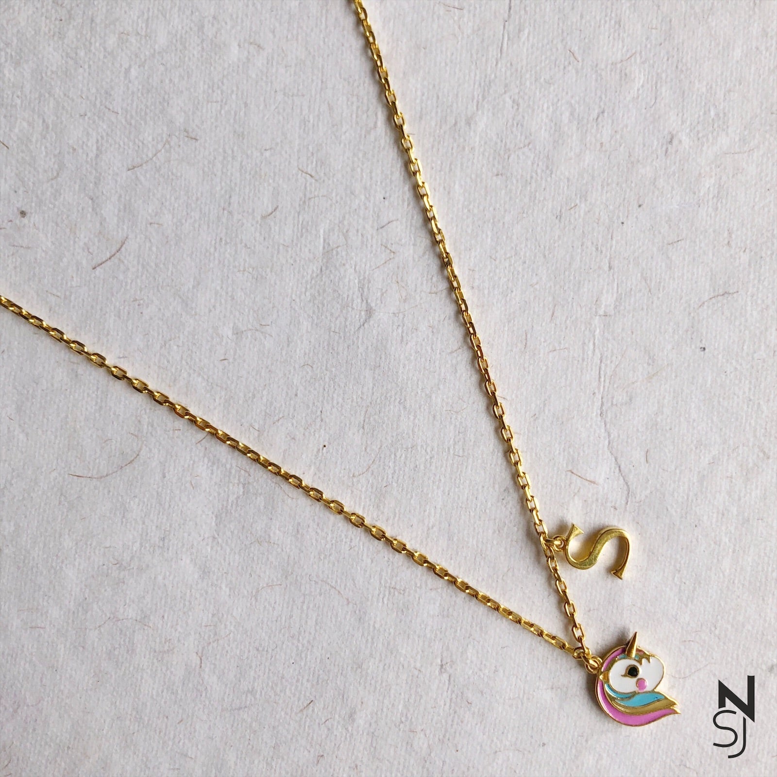 Unicorn With Custom Initial Neckchain