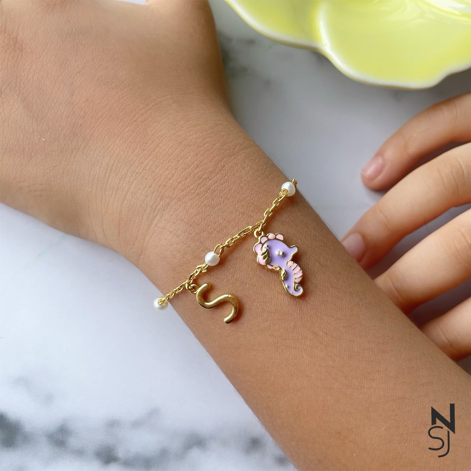 Sea Horse Initial Bracelet