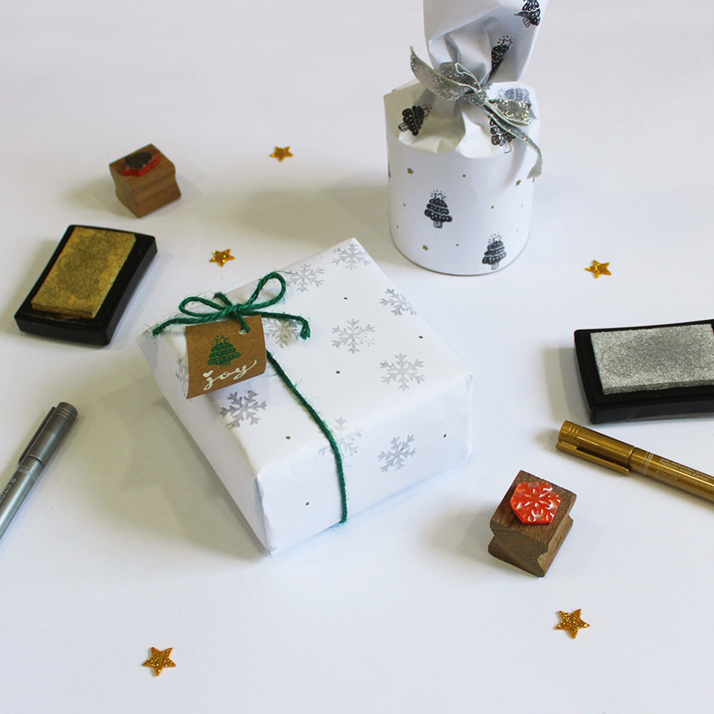 Wooden Craft Icon Stamps Ten Stamps Set With Stamp Pad - Christmas