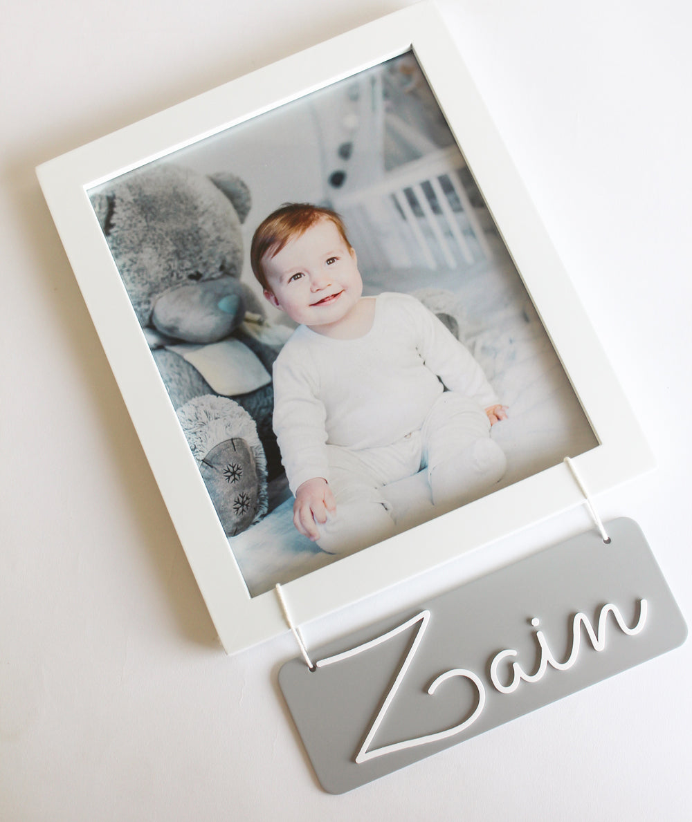 Personalised Name Frame, Grey (Photo Optional)